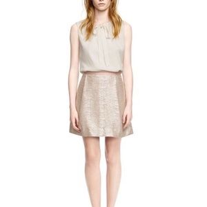 ❤️NEW TORY BURCH Kathleen Skirt Metallic Shimmer Gold Silver Party A-line Small